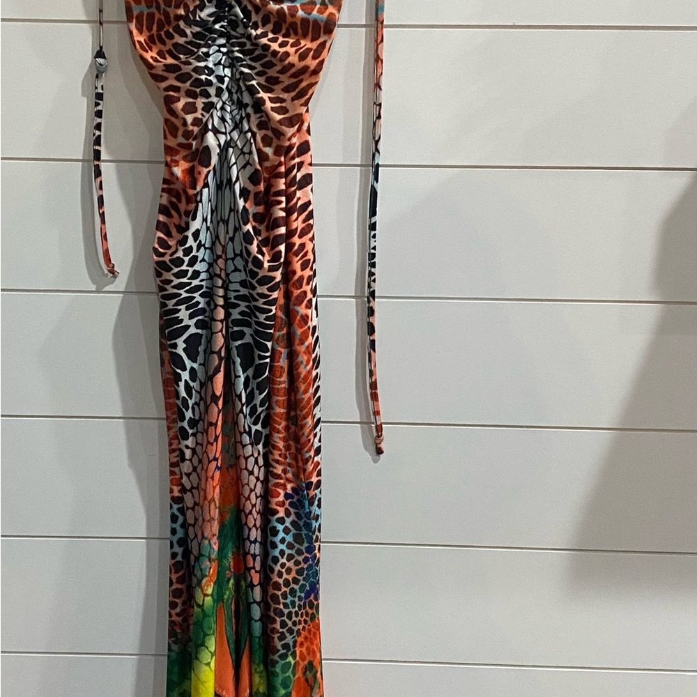 VENUS Orange and Black Patterned Dress